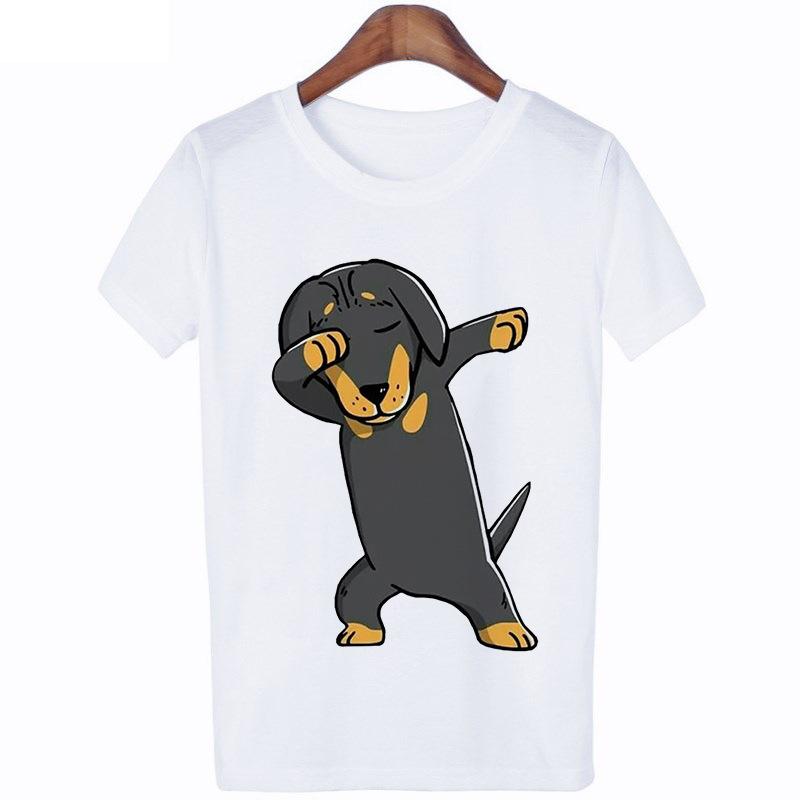 Funny Dachshund Dog Print T-Shirts For Women Short Sleeve Y2K Top Harajuku Graphic T Shirt Kawaii Clothing Oversized Casual Tee