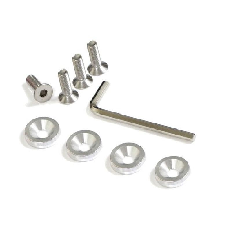 (4) JDM Racing Style Silver Aluminum Washers Bolts Kit For Car Fender Bumper etc