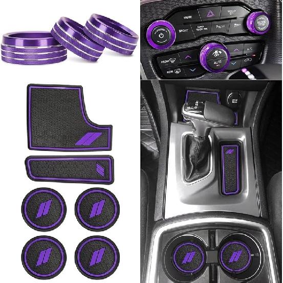 Auovo Anti-Dust Mats And Trims For Charger Accessories 2015- 6PCS Car Cup Holder Coasters Ert Center Console And 3 PCS Aluminum Alloy Air Conditioner