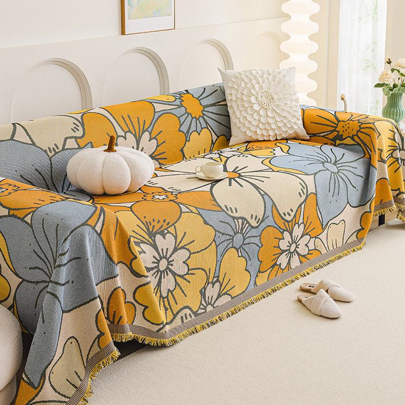 Винтажное шенилловое полотенце для дивана, жаккардовое, четыре сезона, универсальное одеяло для дивана, цельное полотенце с кисточками и каймой, в комплекте, чехол