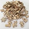 50PCS Hollow Wood Pieces Embellishments Vintage Christmas Unfinished Wood Ornament Decorative Accessories for DIY Scrapbooking Handmade Crafts