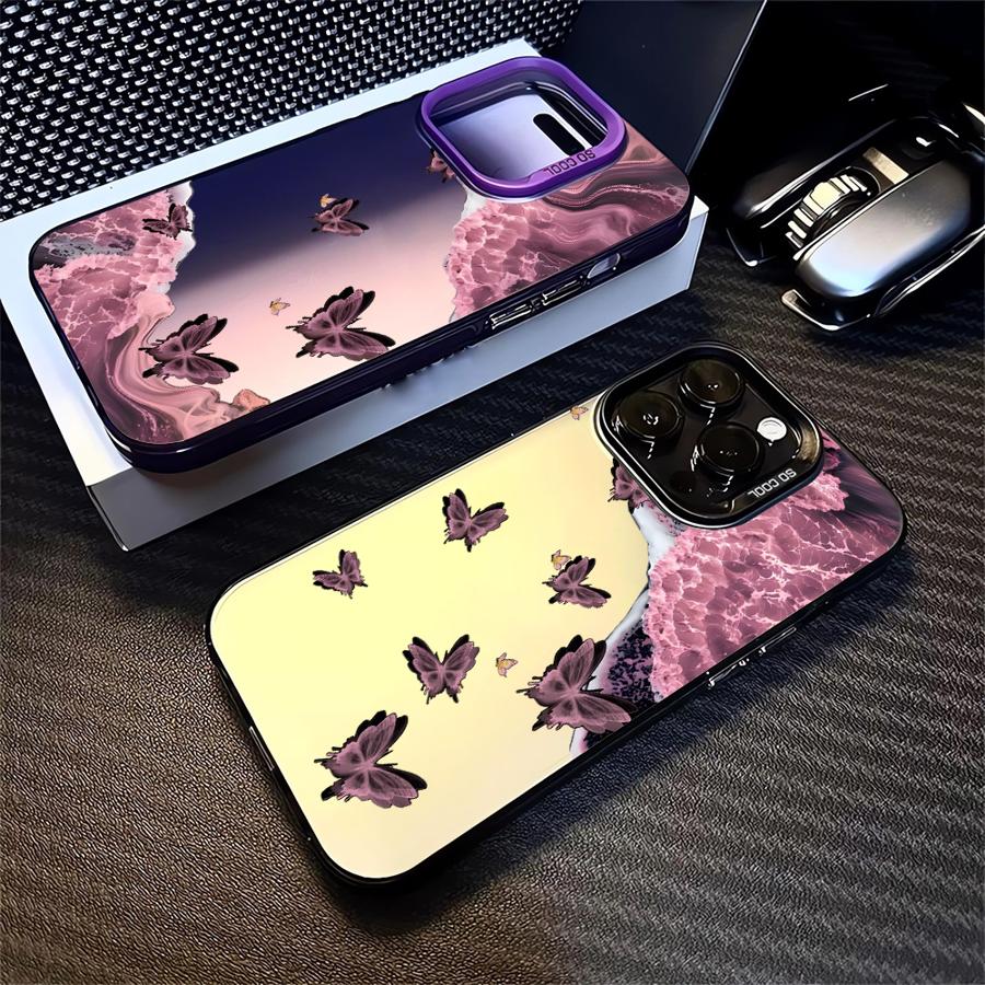 Phone Cover Case for iPhone 17 Pro Max 15 Air 14 Plus 13 16 11 12 Pro Creative Pink Sea Butterfly
