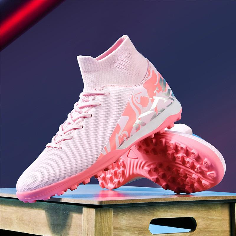 High-Cut Football Cleats Men Boys Teens Students TPU Rubber Outsole TF Studs Training Match Shoes