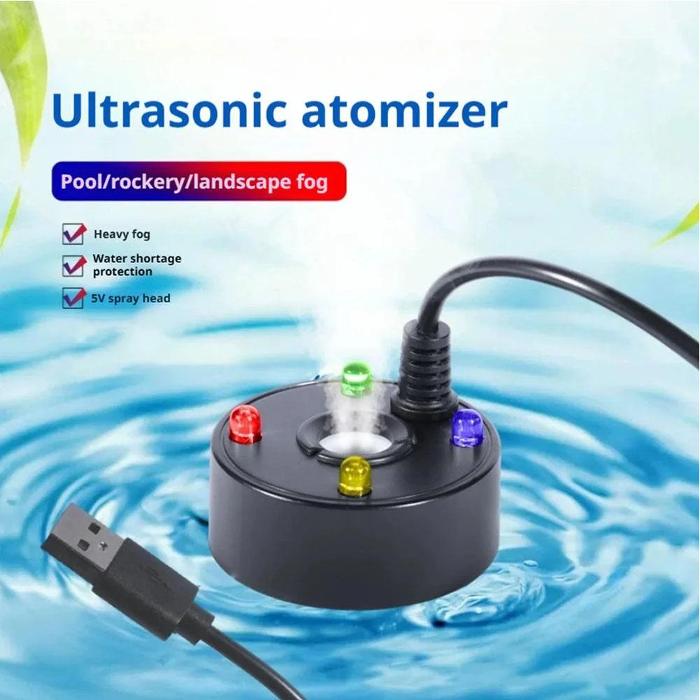5V USB Увлажнитель Туманообразователь Распылитель Водяная Фонтанная Струя Аквариум Пруд Распылительная Головка С 4 Цветными Светодиодными Огнями Декор для Аквариумов
