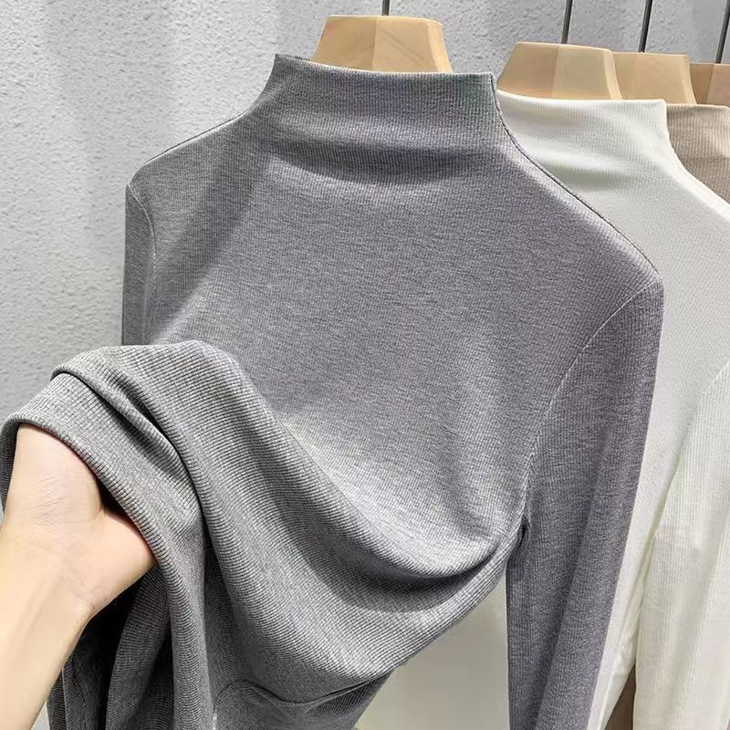 Women's Knitted Bottoming Shirt  Women's Knitted Jumper Autumn Winter Half-high Neck Long-sleeved Pullover Sweater