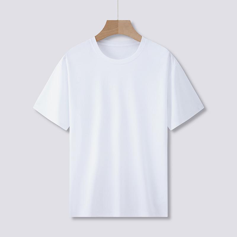 Мужская облегающая белая футболка Supima Cotton с короткими рукавами, круглым вырезом, легкая летняя модель