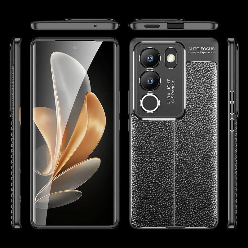 Чехол для Vivo V29, чехол для Vivo V29, чехол-броня, роскошный противоударный бампер на заднюю панель телефона, мягкая кожа ТПУ для Fundas Vivo V 29 V29