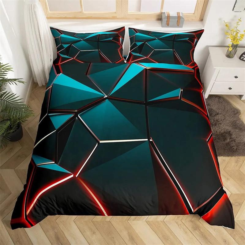 Комплект постельного белья Honeycomb с розовой геометрией и 3D-печатью из полиэстера, стильный двойной пододеяльник Queen King для мальчиков и взрослых