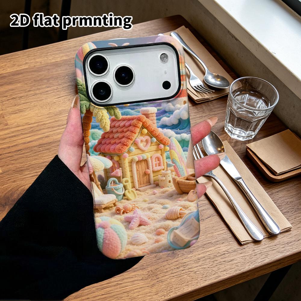 Phone Case: 2D flat, suitable for iPhone 18, 17, 16, 15, 14, 13, 12Pro protective case, seaside cottage, perfect Christmas and Halloween holiday gift