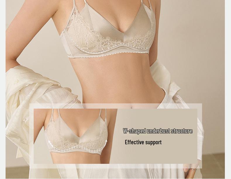 Французский атласный бюстгальтер пуш-ап с кружевом - Минимайзер для большой груди, двойной бретельки, удобный и сексуальный для летней носки
