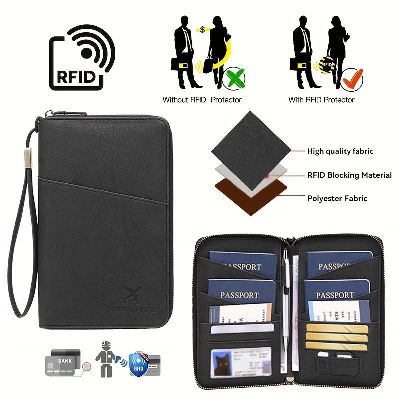 Многофункциональный держатель для паспорта с RFID-защитой, вертикальный кошелек для карт, дорожный органайзер для наличных, карт, удостоверения личности, для ежедневного использования на улице