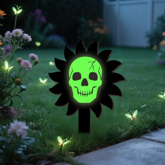 Хэллоуинские садовые колышки Светящийся скелет Декоративные садовые колышки Деревянные украшения на Хэллоуин