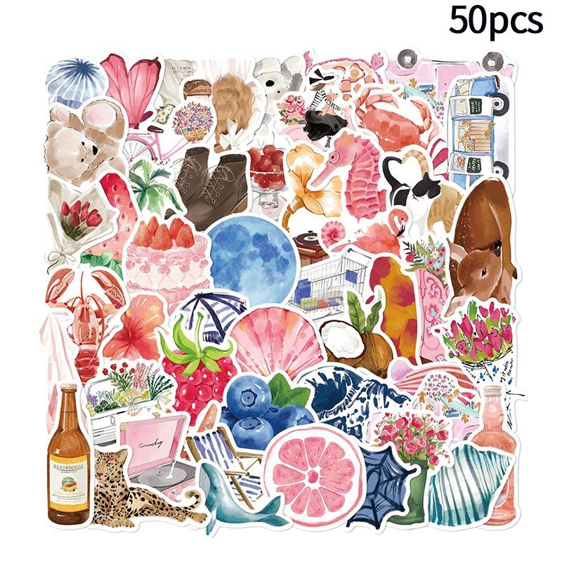 50 шт. Розовые эстетичные наклейки для девочек, для скрапбукинга, ноутбука, багажа, телефона, планшета, забавные канцелярские наклейки