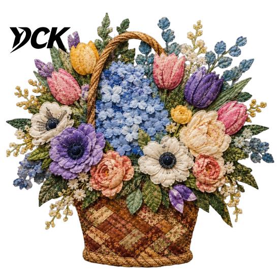 3D Цветочная корзина Поделка Цветочный пэчворк DIY Набор, Многослойные тканевые цветы Изготовление Ручные принадлежности для творчества Швейный проект для взрослых, Идея для подарка Текстурированный