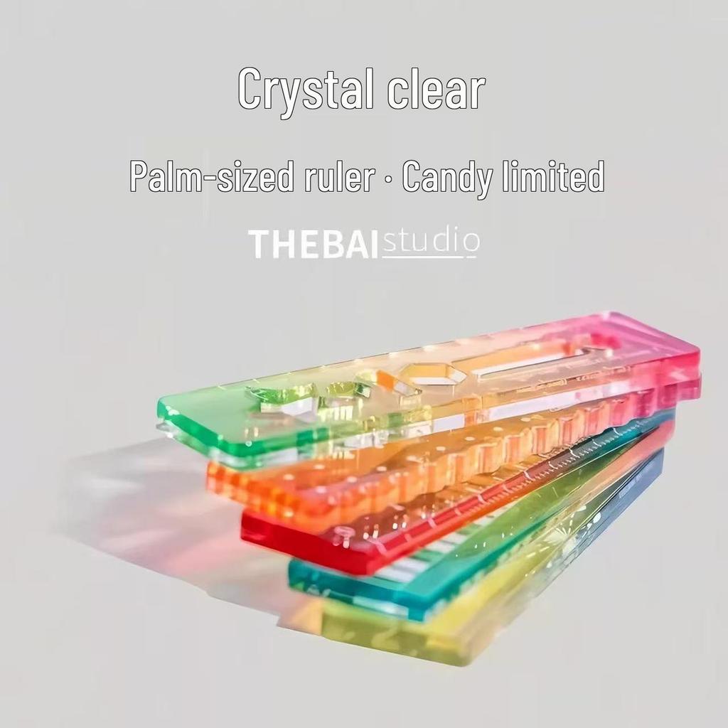 Mini Rainbow Gradient Palm Ruler: Creative Multifunctional Student Planner & Portable Stained Glass Ruler