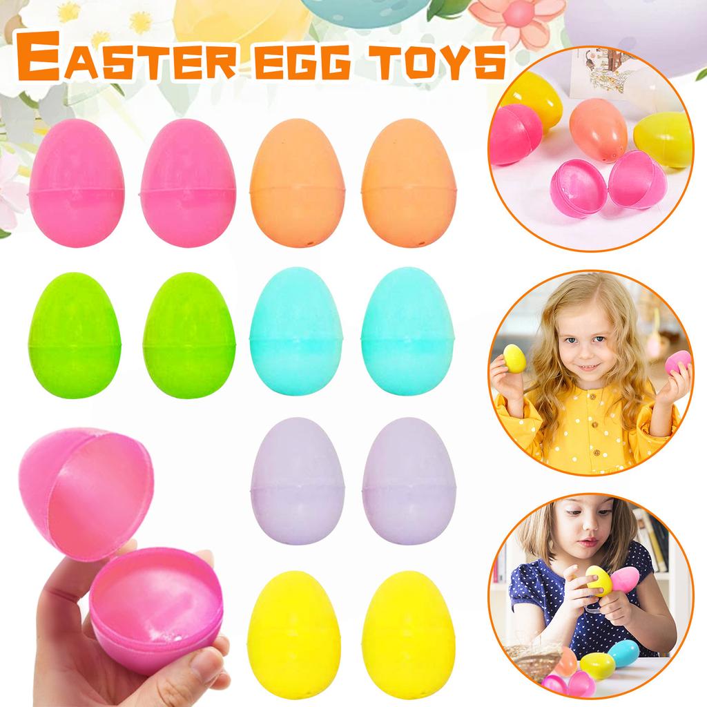 12Pcs Count Multicolor Fillable Plastic Easter Eggs, Plastic,Solid Color Easter Eggs Stuffer DIY Craft Decor Party Favors Kids Toy