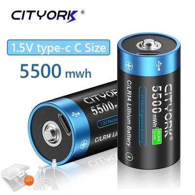 Cityork C LR14 Перезаряжаемая батарея 1,5 В 5500 МВтч Литий-ионные батареи Type-c USB-зарядка для газовой плиты, фонарика, водонагревателя