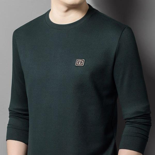 Мужские толстовки с длинными рукавами, новые цветные топы с круглым вырезом, осенние и зимние рубашки, деловая мужская одежда