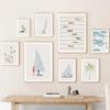 Beach and Ocean Themed Floral Minimalist Wall Art Sailboat Canvas Painting Swimming Pool Posters Prints Pictures Ideal