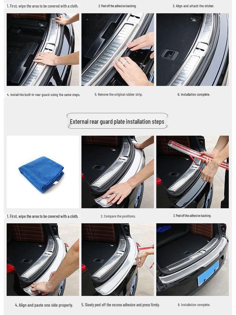 Stainless Steel Trunk Sill Strips for Porsche Macan & Cayenne Rear Bumper Interior Mods