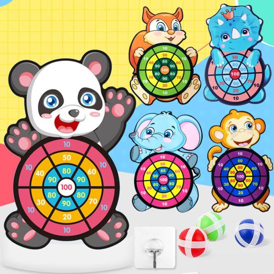 Animal Dart Board for Kids Safe Sticky Ball Indoor Outdoor Fun Coordination Concentration Game Family Party Toy Gift