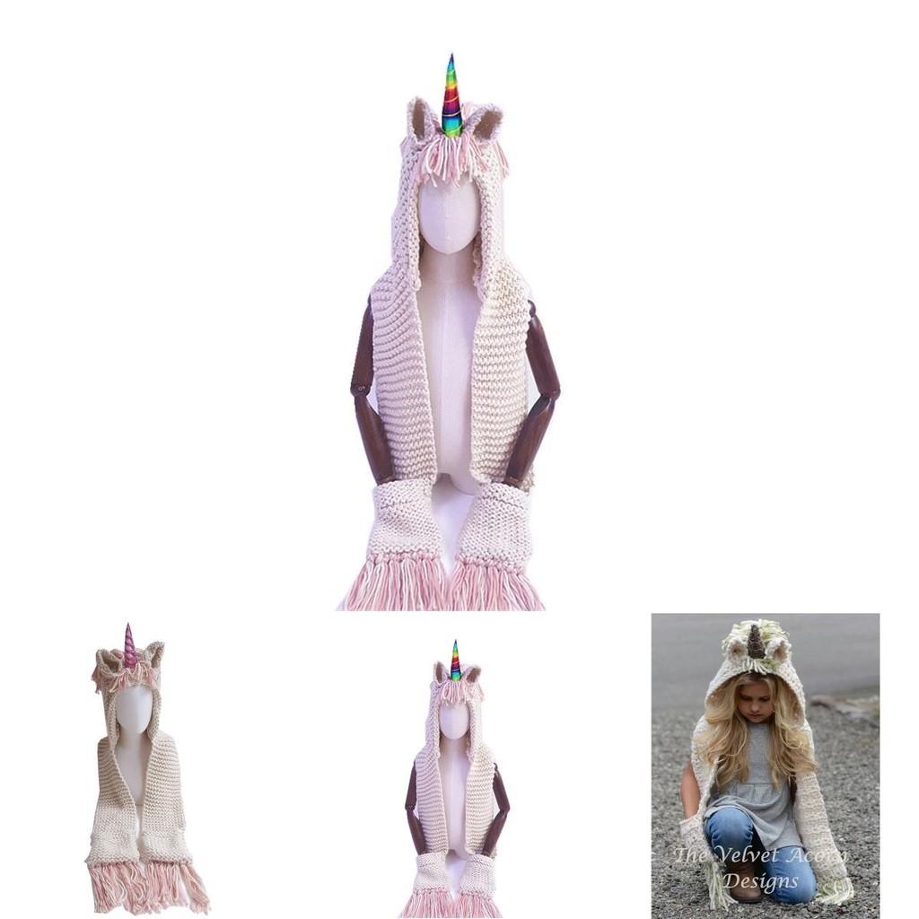 Cute Colorful Unicorn Hats For Kids Cozy Knitted Capes Handmade Scarves Winter Accessories