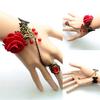 1 Pcs Vintage Lace Red Rose Metal Bracelet
