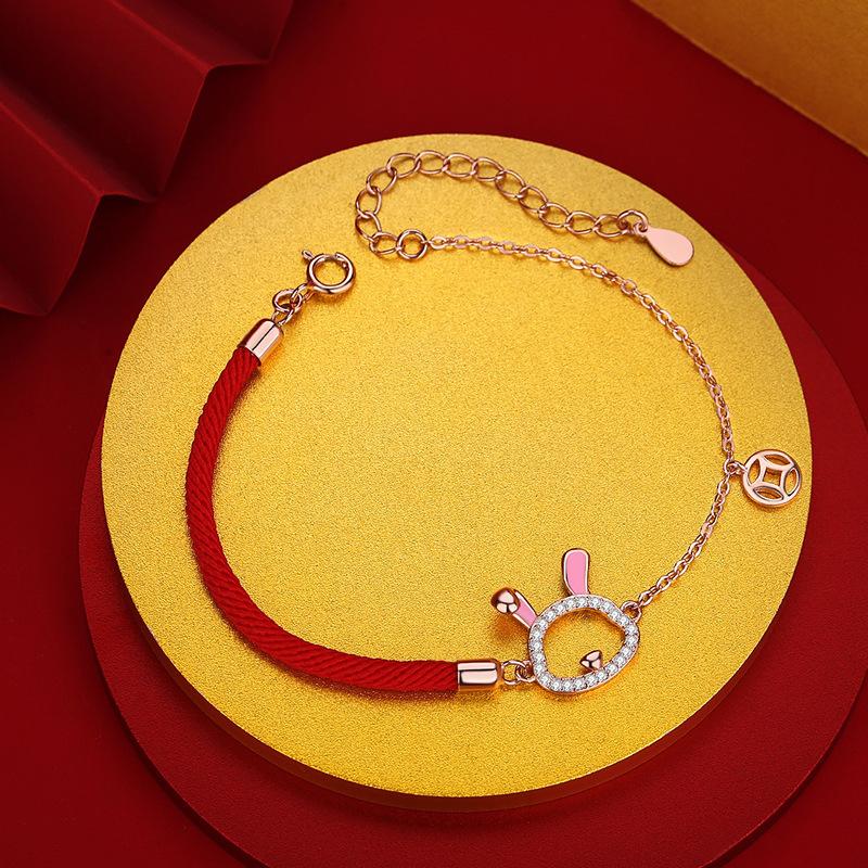 Original Xiangrui Moe Rabbit Bracelet Women's Guochao Light Luxury Woven Hand Rope New Girlfriend Jewelry