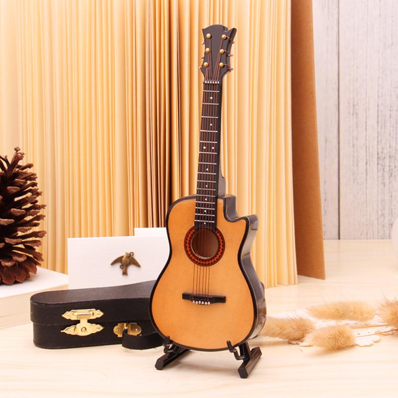 Mini Missing Angle Folk Guitar Miniature Model Wooden Mini Musical Instrument Model Collection with