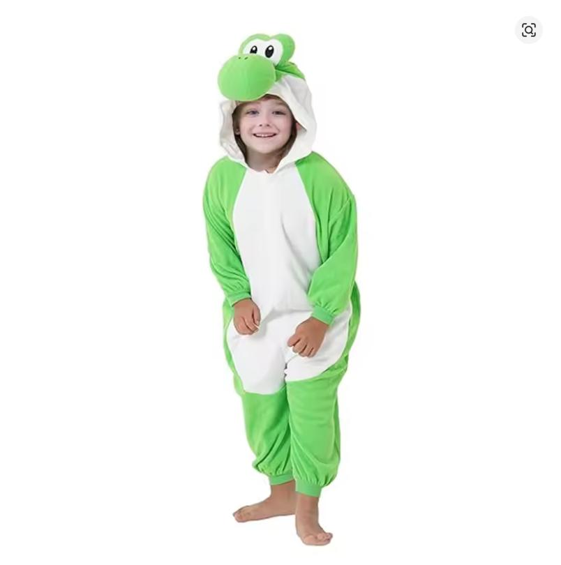 Kids Onesies Cartoon frog Kigurumi Pink Fleece Pajamas for Halloween Christmas Party Outfit