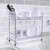 Iris Plaza SSDD-2S Slim Stainless Steel Dish Drying Rack 2-Tier Space-Saving White for Sink