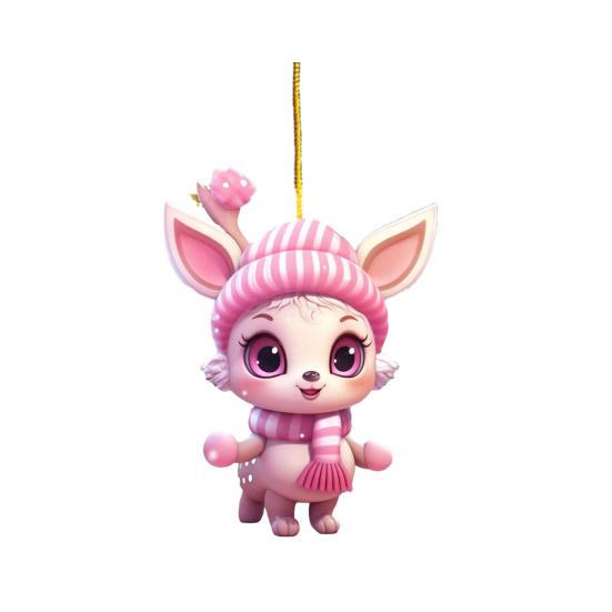 Креативное рождественское украшение в виде розового лося со шнурком, милый внешний вид, подвеска заднего вида для автомобиля, подвесное украшение для рождественской елки