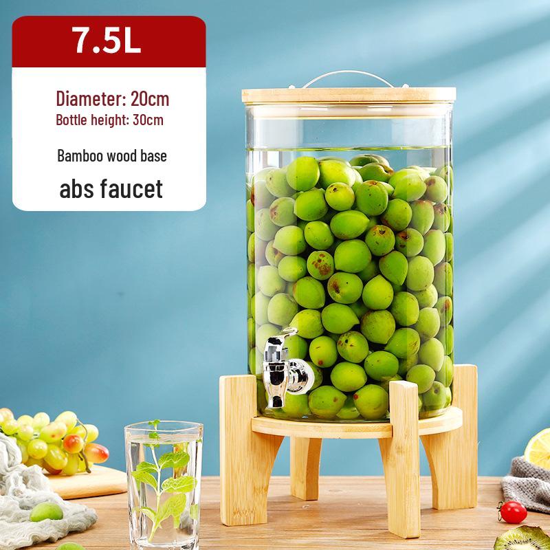 Термостойкая стеклянная бутыль для пивоварения вина с краном – Идеально подходит для вина, фруктового чая, лечебных настоев и напитков для самообслуживания