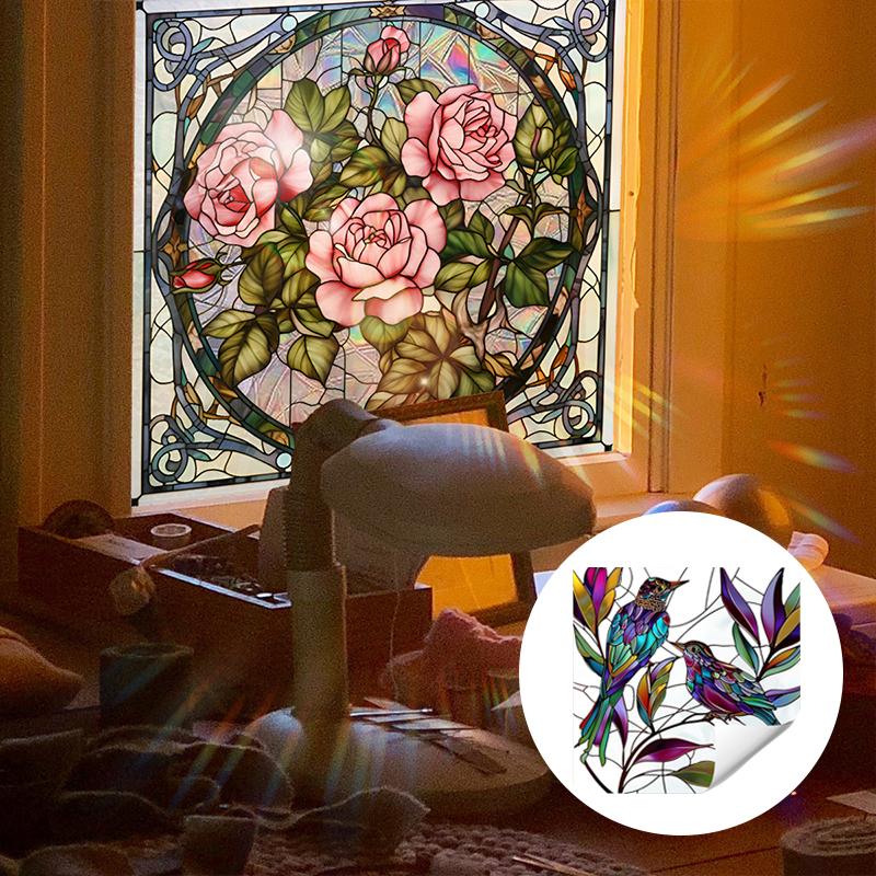 45x45 см красочная солнечная роза кирпичная паста статическая витрина клей ПВХ