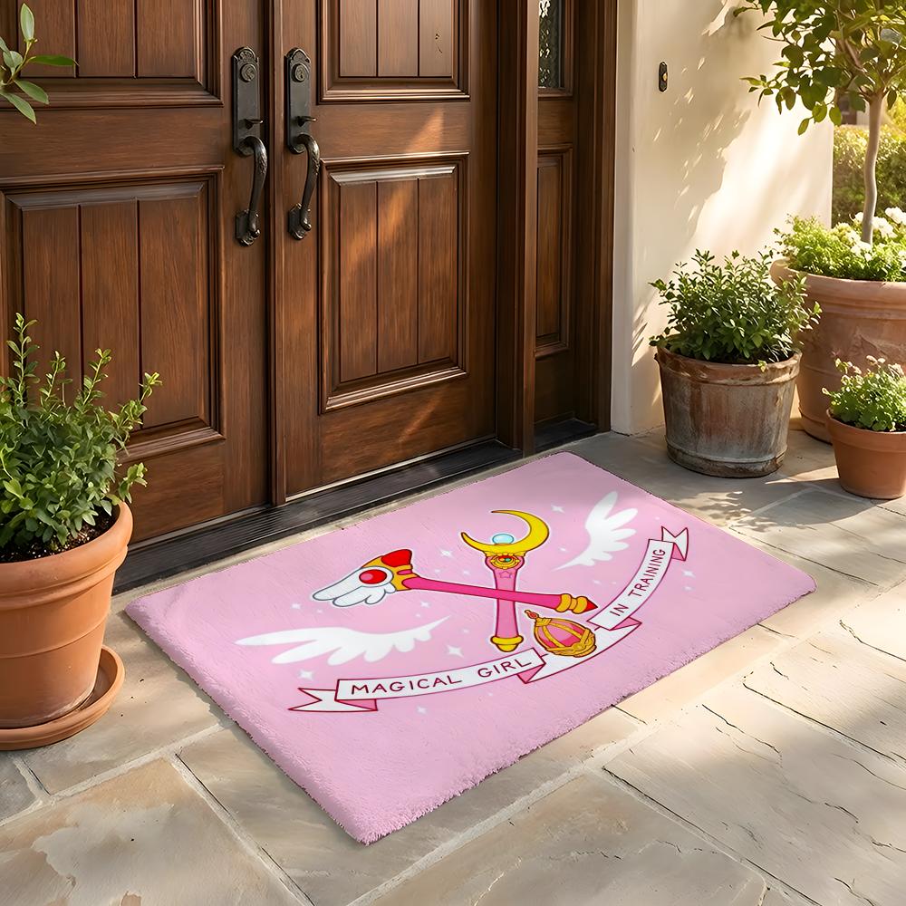 Floor Mat Soft Flannel Rug Non Slip Absorbent Mat for Bathroom Bedroom Home Decor C Cardcaptor S Sakura Cartoon