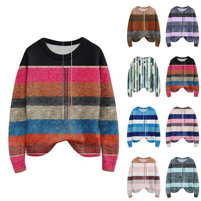 Пуловеры с длинным рукавом для женщин, с круглым вырезом, повседневные, милые, с принтом, вязаные, оверсайз