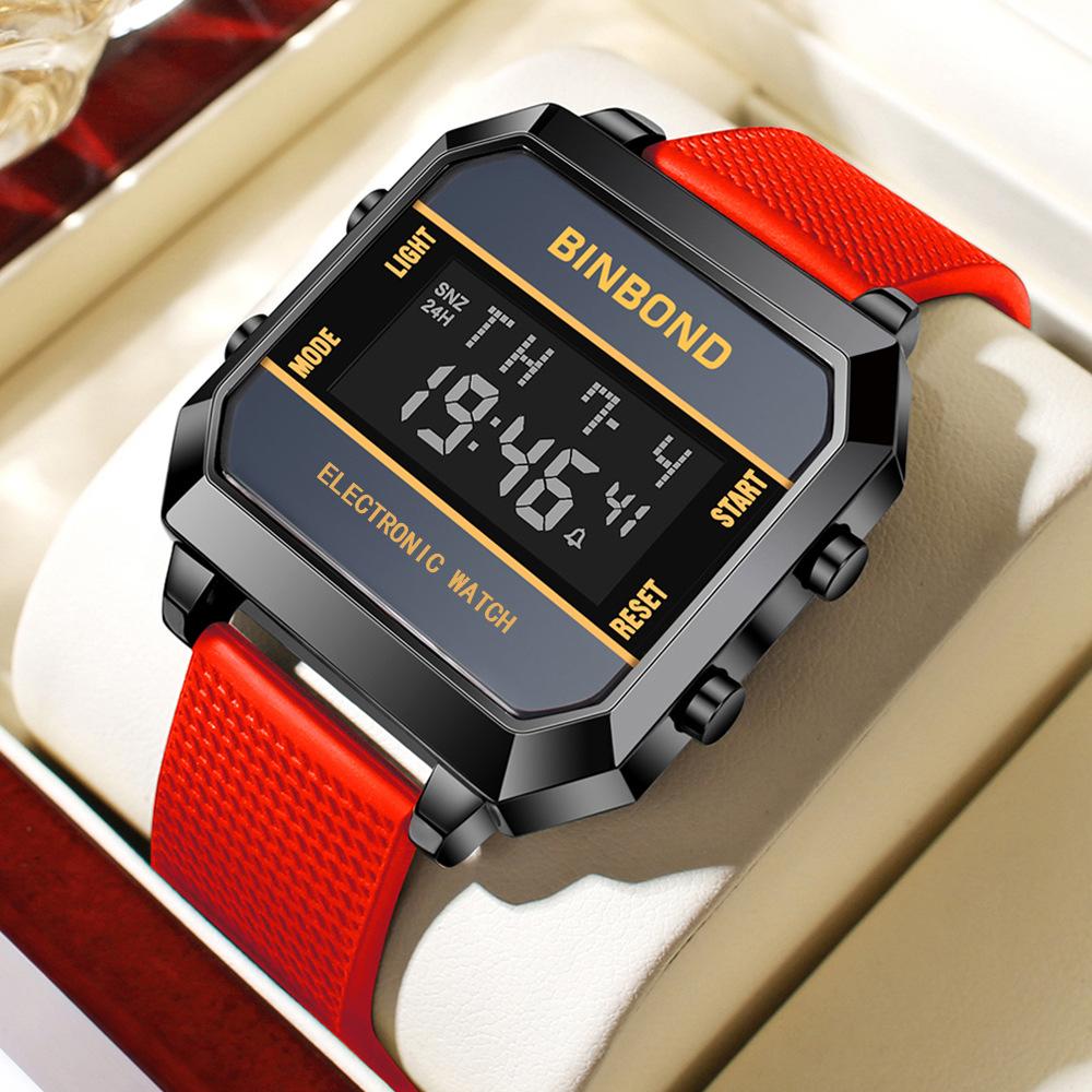 Binbond D081 081 Men's Electronic Fashion Silicone Strap Business Digital Calendar Timing Sports Luminous Waterproof Watches