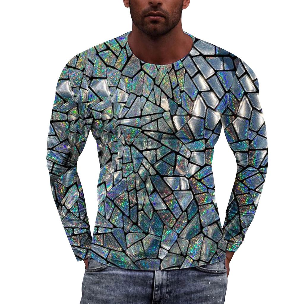 Муж. Футболка Круглый вырез Одежда Одежда На открытом воздухе Длинный рукав С принтом Модельер Винтаж