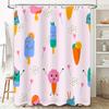 Colorful Ice Cream Shower Curtain Bathroom Decor For Kids Room Polyester Fabric With Printed Design Pink Blue Green Orange Yello