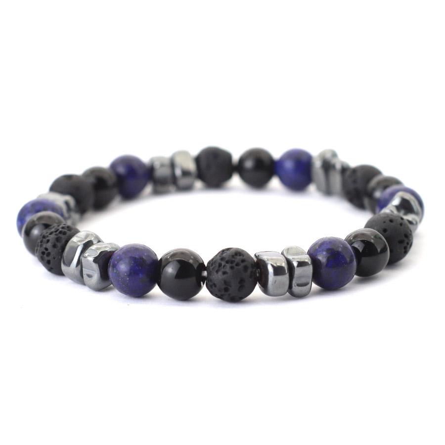 Volcanic Stone Beaded Bracelet Men Jewelry Black String Frosted Beads Personalized Trend of Men Women Accessories
