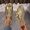 Fashion 2025 New Women Slippers Lightweight Round Head Shoes Women Summer Metal Casual Slippers Outdoor Roman Wedge Sandals Slides Women