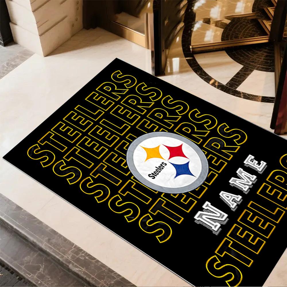Steelers Team Spirit Personalized Text Carpet Design for Dormitory Balcony Entryway Game Room Anti-slip Rug Office home decor Birthday/Christmas Gift