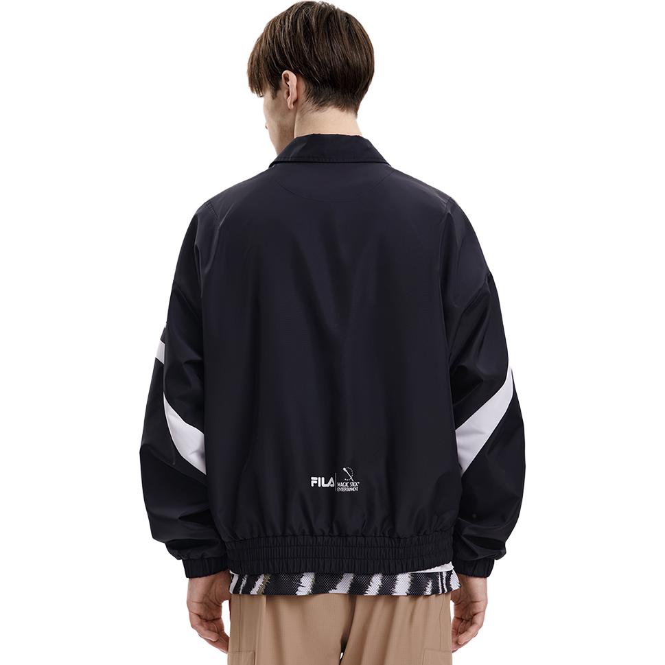 Fila 2023 Осень Новая Мода Повседневный Лацкан Длинный Рукав Тканая Куртка Мужские куртки Черный F11M339703FBK