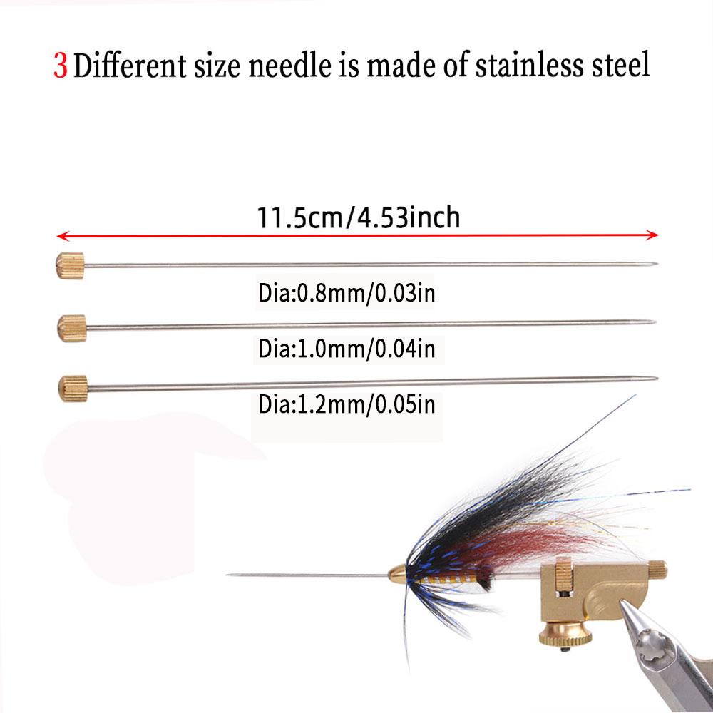 1 комплект инструментов для вязания трубчатых мушек, адаптер из латуни и нержавеющей стали с иглами 3 размеров для трубчатых мушек, подходит для губок тисков для нахлыста