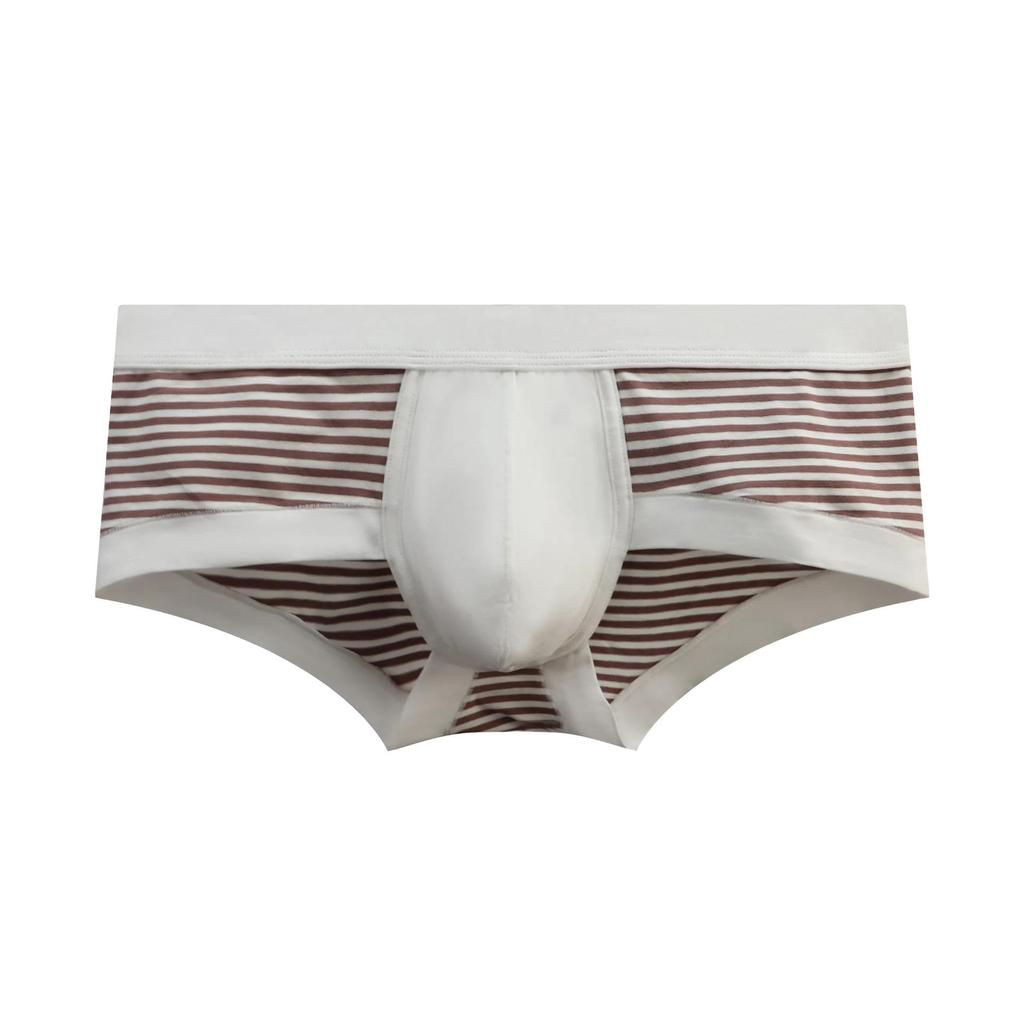 2025 Мужские классические полосатые трусы-слипы с низкой посадкой - Сексуальные, из чистого хлопка, высокоэластичные