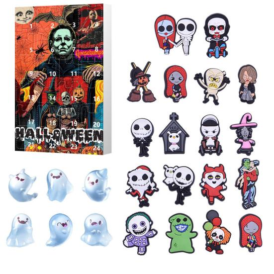 Хэллоуин Адвент-календарь 24 Мини Смола Страшная Кукла Хэллоуин Календарь Обратного Отсчета Коллекционные Фигурки Фильмов Ужасов для Детей