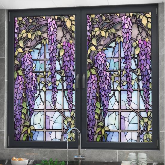 1 лист красочная пленка для оконного стекла Красочная винтажная стеклянная наклейка на окно наклейка для кухни спальня стеклянная дверь домашний декор