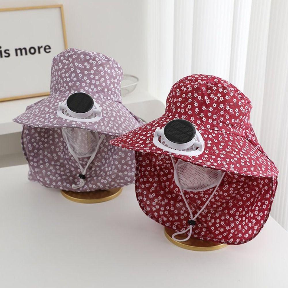 Anti-UV Solar Fan Cap Breathable Cooling Fan Hat Women Sun Hat Fisherman Hat Tea Picking