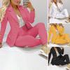 2 Pcs/Set Women Suit Coat Pants Set Lapel Button Decor Mid Length Cardigan Long Sleeve Jacket High