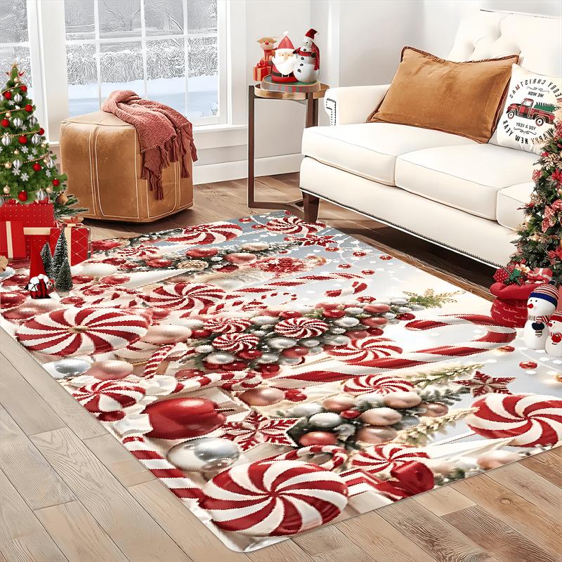 Christmas Snowflake Carpet Home Decoration, Non-Slip, Water-Absorbent And Dirt-Resistant, Bedroom And Sofa Floor Mat